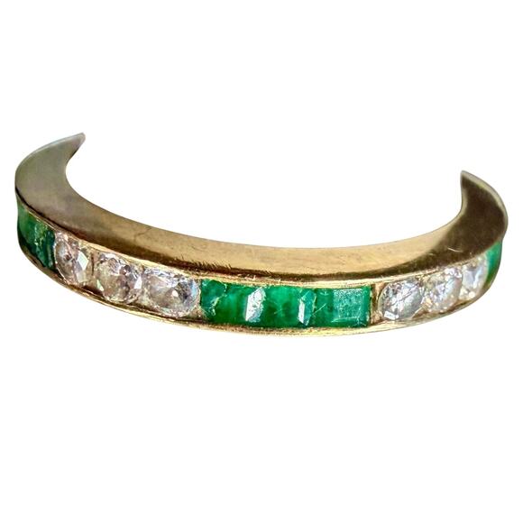 Bailey Banks Biddle 2CT TOTAL Emerald/Diamond 14KT Yellow Gold Eternity Ring 5 - Picture 9 of 13